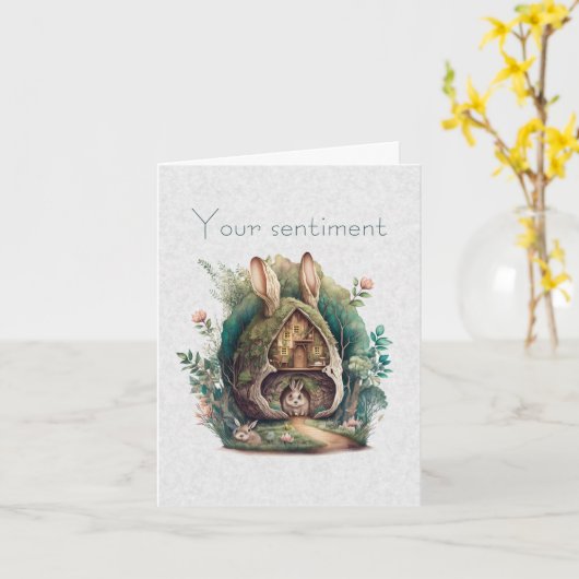 Carte Créez votre propre hutte de lapin de printemps (Fleur jaune)