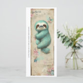 Carte Créez votre propre marque-page sloth sarcelle doux (Debout devant)