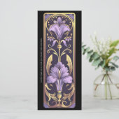 Carte Créez votre propre Signet Art Déco Fleurs violette (Debout devant)