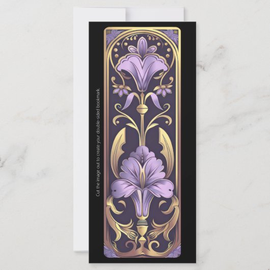 Carte Créez votre propre Signet Art Déco Fleurs violette (Devant)