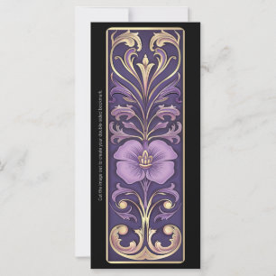 Carte Créez votre propre Signet Floral Violet Art Déco