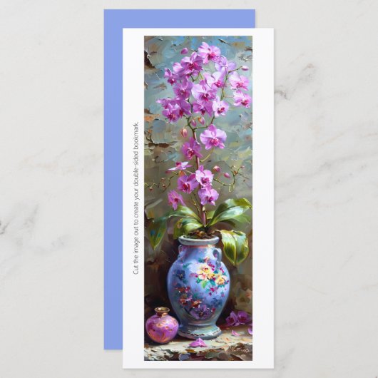 Carte Créez votre propre Signet Vase Orchidées Peint (Devant / Derrière)