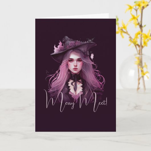 Carte Créez votre propre sorcière violette foncée (Fleur jaune)