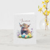 Carte Créez Votre Propre Taureau des Highlands de Printe (Fleur jaune)