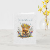 Carte Créez Votre Propre Taureau des Highlands de Printe (Fleur jaune)