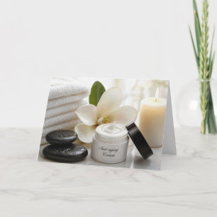 Carte Crème anti-âge d'anniversaire avec serviettes de s