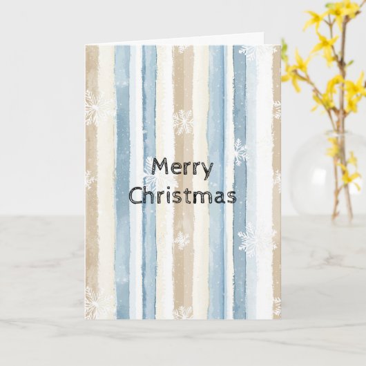 Carte Crème bleue Stripes Snowflakes (Fleur jaune)