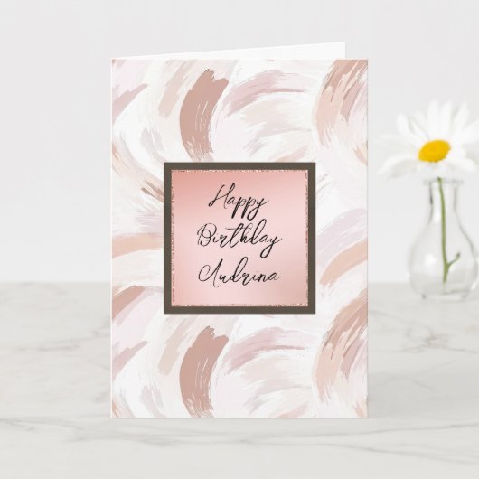 Carte Crème Blush Rose Abstrait Anniversaire (Petite plante)