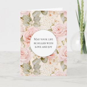 Carte Crème Blush Roses Rose Mariage Floral