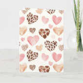 Carte Crème Brown rose Leopard Coeurs animaux Anniversai (Dos)