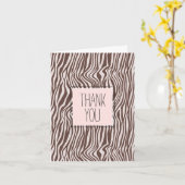 Carte Crème Brown Zebra Merci d'impression (Fleur jaune)