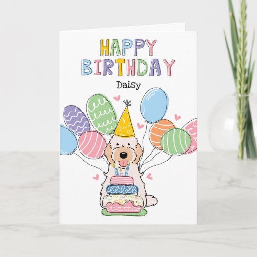 Carte Crème Cockapoo Cavapoo Chien Joyeux Anniversaire (Devant)