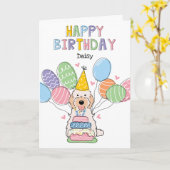 Carte Crème Cockapoo Cavapoo Chien Joyeux Anniversaire (Fleur jaune)