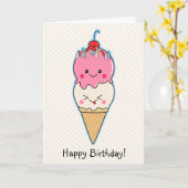 Carte Crème de glace Joyeux anniversaire (Fleur jaune)