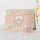 Carte Crème Et Rose Avec Rose Dusté (Fleur jaune)