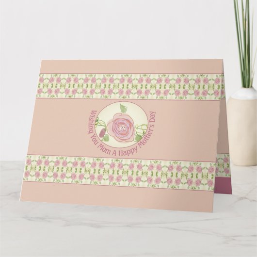 Carte Crème Et Rose Avec Rose Dusté (Devant)