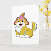 Carte Crème glacée Chien avec gaufre (Fleur jaune)