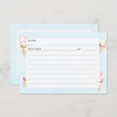 Carte Crème glacée et recette bleue Pois (Devant / Derrière)