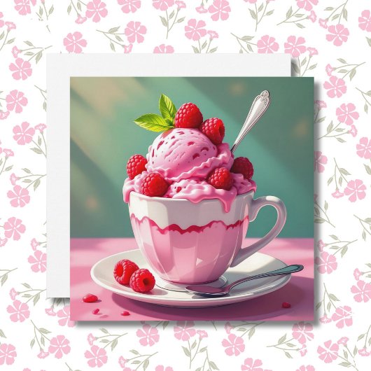 Carte Crème glacée framboise blanche
