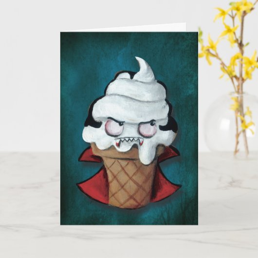 Carte Crème glacée mignonne douce de vampire (Fleur jaune)