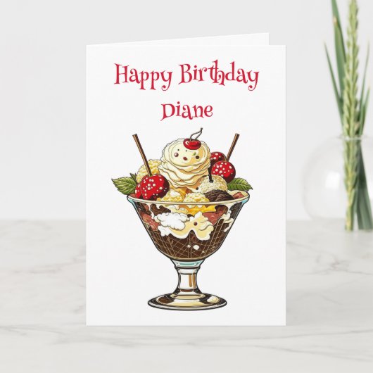 Carte Crème glacée personnalisée dimanche anniversaire p (Devant)