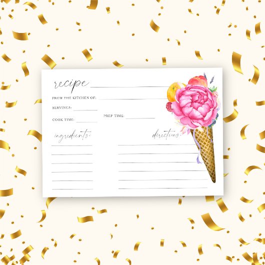 Carte Crème glacée - recette de douche nuptiale