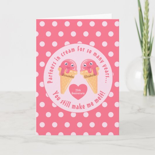 Carte Crème glacée Scoops Cute Romantique Saint Valentin (Devant)