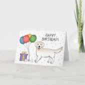 Carte Crème Golden Retriever Dessin Chien joyeux anniver (Devant)