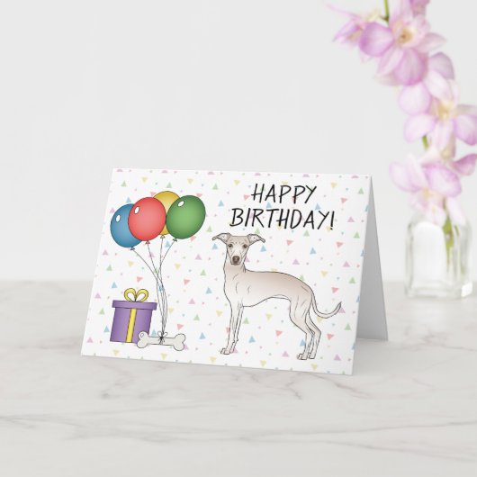 Carte Crème Italien Greyhound Dessin Chien Joyeux Annive (Orchidée)