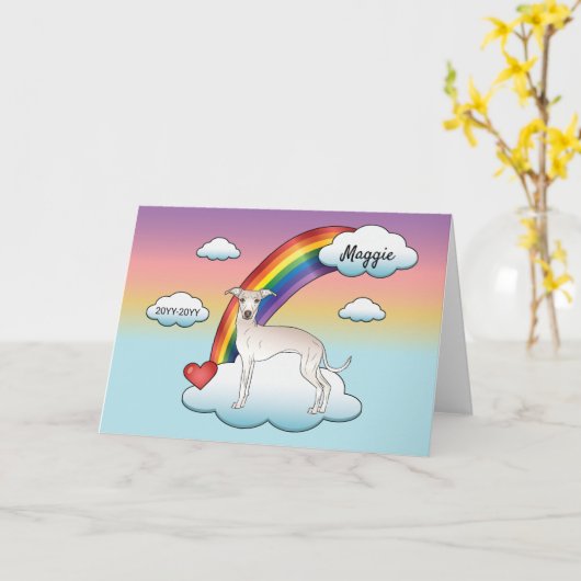 Carte Crème lévrier italien chien mignon arc-en-ciel mém (Fleur jaune)