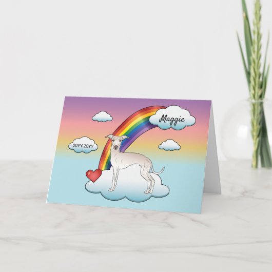 Carte Crème lévrier italien chien mignon arc-en-ciel mém (Devant)