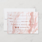 Carte Crème liquide Marbre Chic Elégant Beauté Salon Amo (Dos)