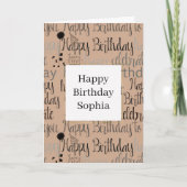 Carte Crème Marron Joyeux Anniversaire (Devant)