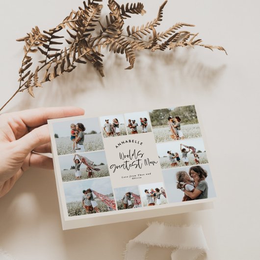 Carte Crème naturelle multi photo mum typographie modern