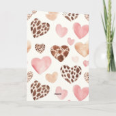 Carte Crème Rose Fard Léopard Coeurs Anniversaire (Dos)