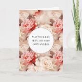 Carte Crème rose vierge Rose Floral Amour & Joie Mariage (Devant)