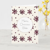 Carte Crème rouge bordeaux Snowflakes Noël (Fleur jaune)