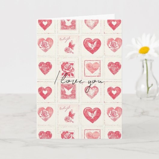 Carte Crème Rouge Chic Amour de la Saint-Valentin (Petite plante)