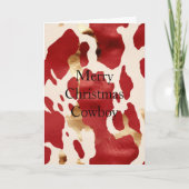 Carte Crème Rouge Or Ouest Impression Cow Noël (Devant)