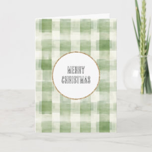 Carte Crème verte occidentale rayures plaid Noël