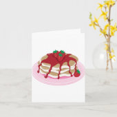 Carte Crêpes à la fraise Nourriture sucrée du petit-déje (Fleur jaune)