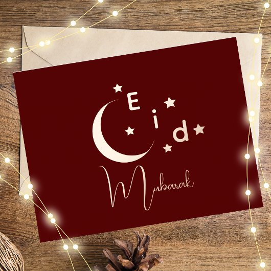 Carte Crescent Gold Foil Eid Moubarak