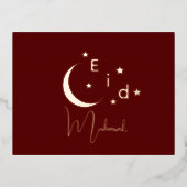 Carte Crescent Gold Foil Eid Moubarak (Recto)