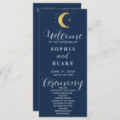 Carte Crescent Moon Starry Night Marine Wedding Programm (Devant / Derrière)