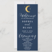 Carte Crescent Moon Starry Night Marine Wedding Programm (Devant)