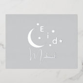 Carte Crescent Silver Foil Eid Moubarak (Recto)