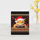 Carte Crested Gecko Ugly Christmas Sweater (Fleur jaune)