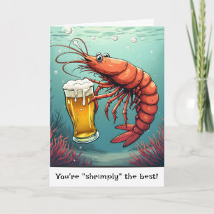 Carte Crevettes d'anniversaire avec un verre à bière