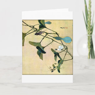 Carte Cricket sur un art japonais Ukiyo-E de bois de