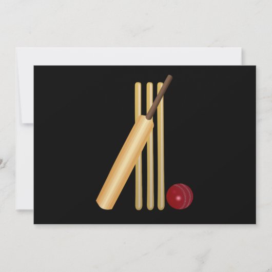 Carte Cricket, wicket, chauve-souris et balle (Devant)